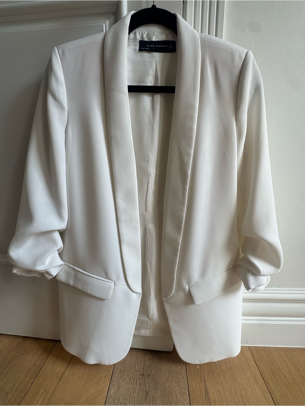 Zara Woman White Shawl Collar Blazer - Small